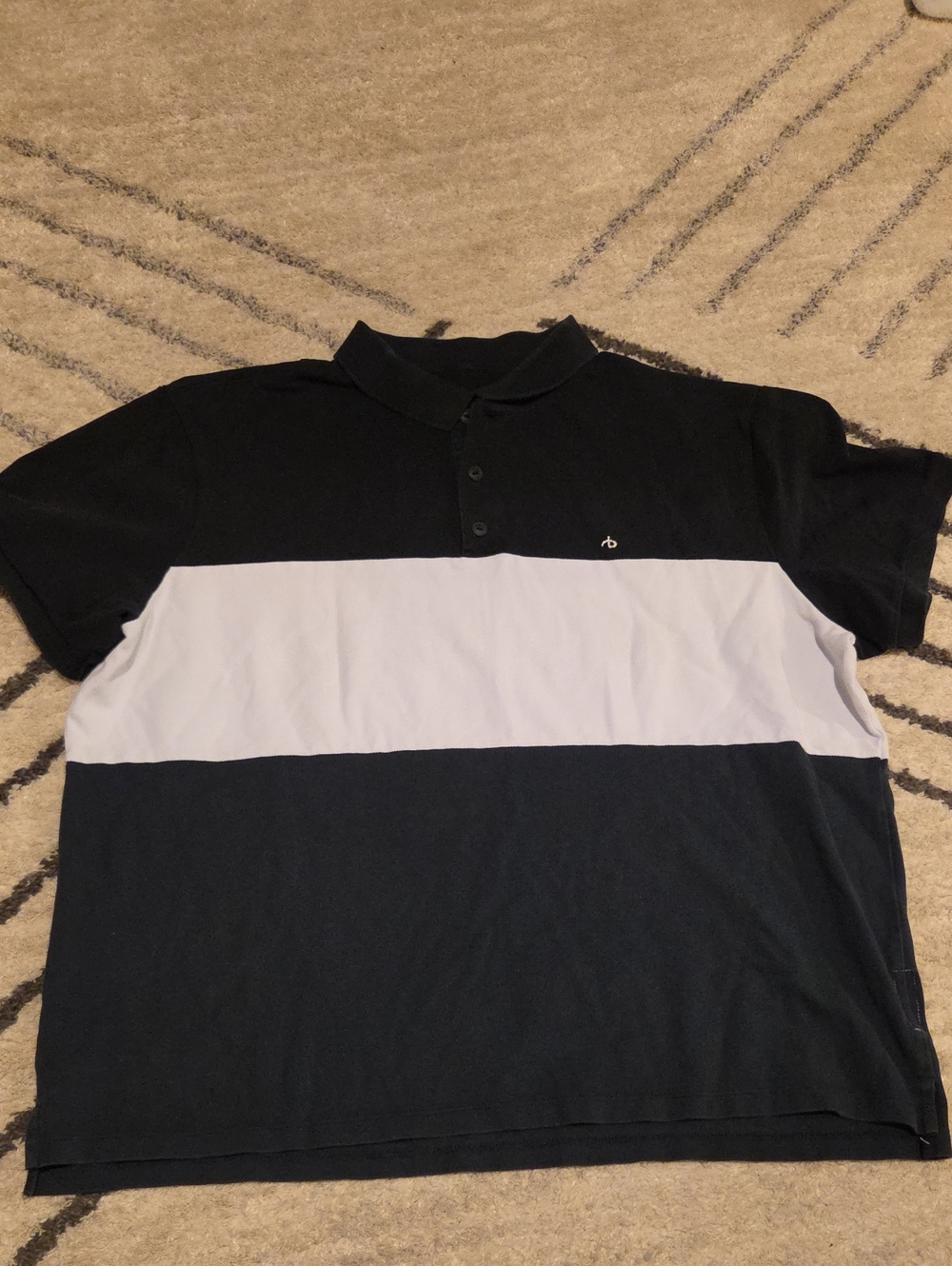 Men's Dark Navy and White Colorblock Polo Shirt